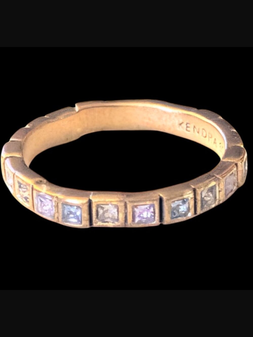 Kendra Scott Gold Tone Multi Color Crystal Size 7 Band Stacker Ring
